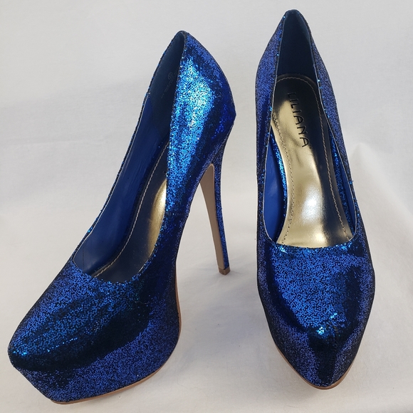 Glitter Platform Stilettos Sky High and Sexy! Sparkle Blue Size 9 - Picture 3 of 6